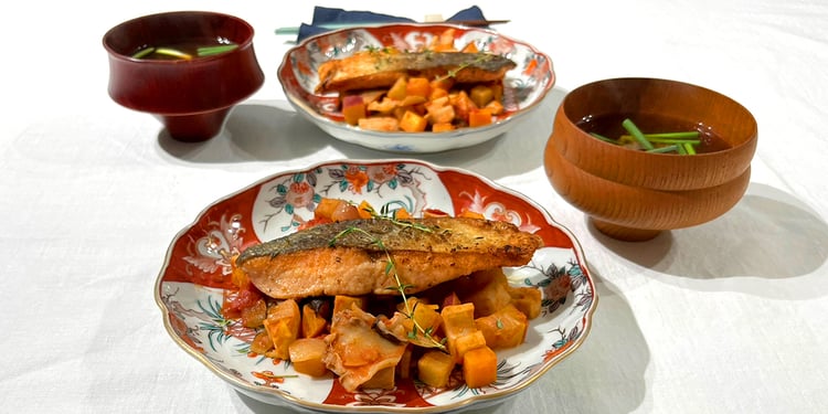 鮭のソテー秋野菜のラタトゥイユ風ソース