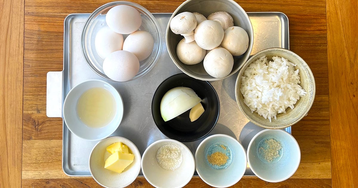 シャンピニオンデュクセルの卵かけご飯の材料