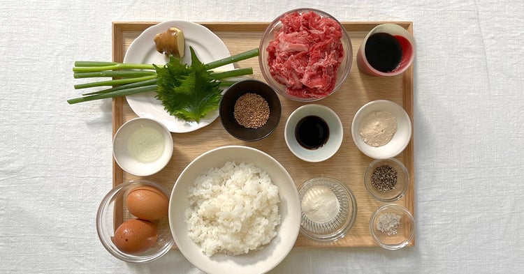 バルサミコ風味の牛肉のちらし寿司おにぎり材料